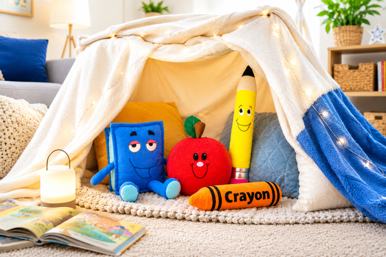 soft toy sewing patterns in a blanket fort