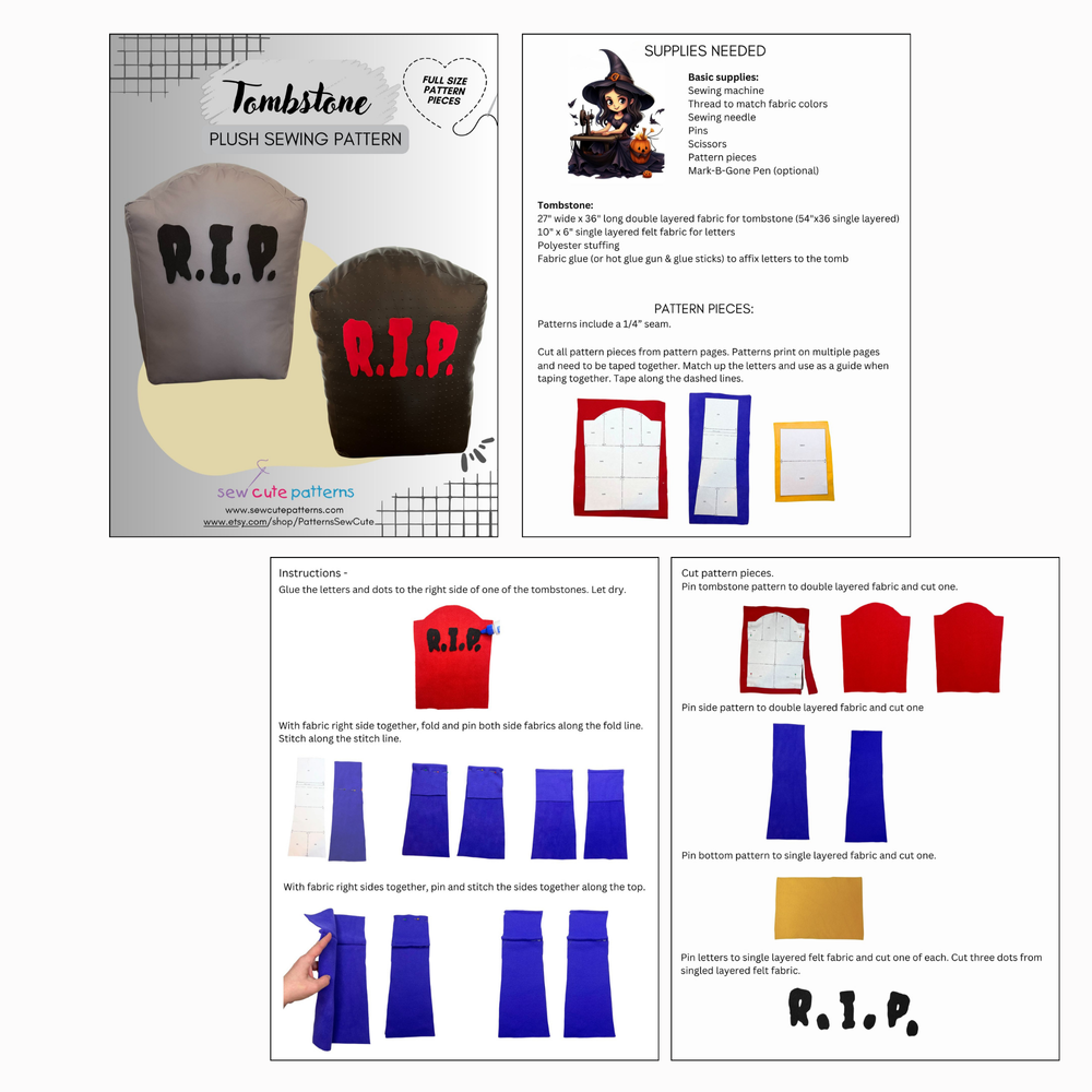 Plush Skull and Bone Sewing Pattern — Sew Cute Patterns