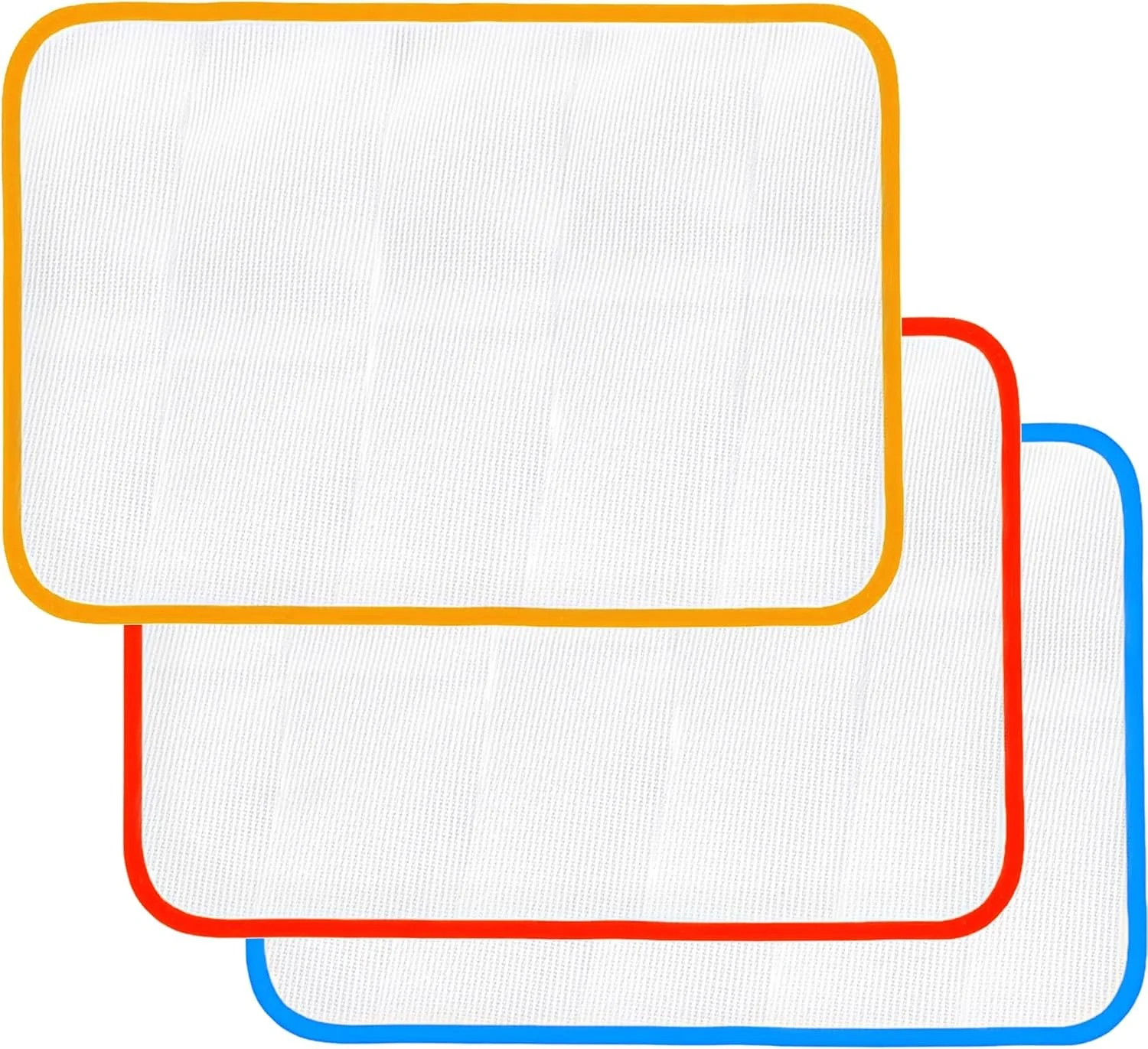 Three overlapping rounded rectangles outlined in yellow, red, and blue on a white background.