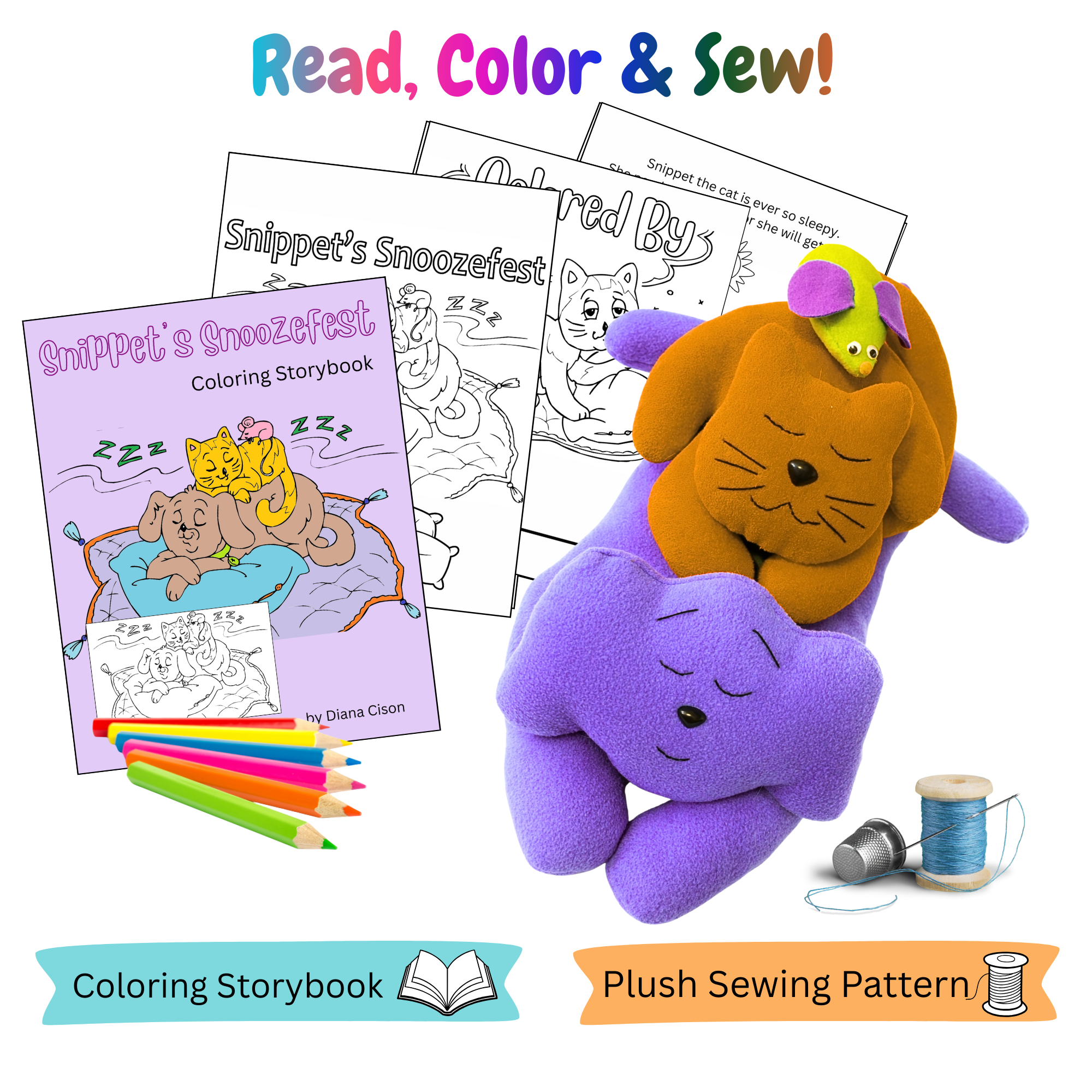 Animal Sewing Patterns with Coloring Storybook