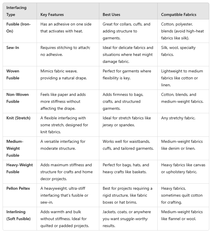 Interfacing Types and Uses: Stay Stiff and Keep Sewing! 😄 — Sew Cute ...