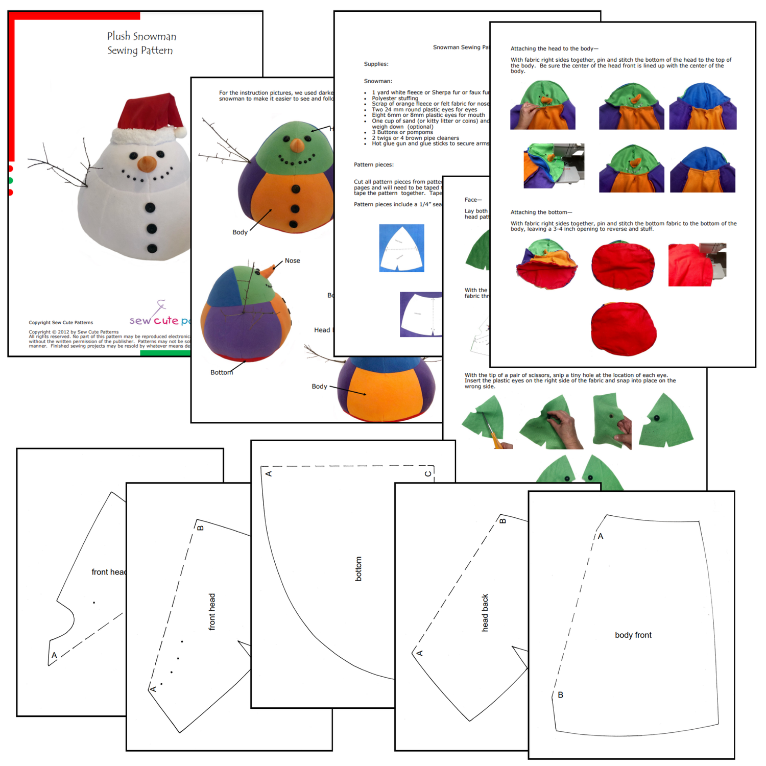 plush snowman sewing pattern — sew cute patterns