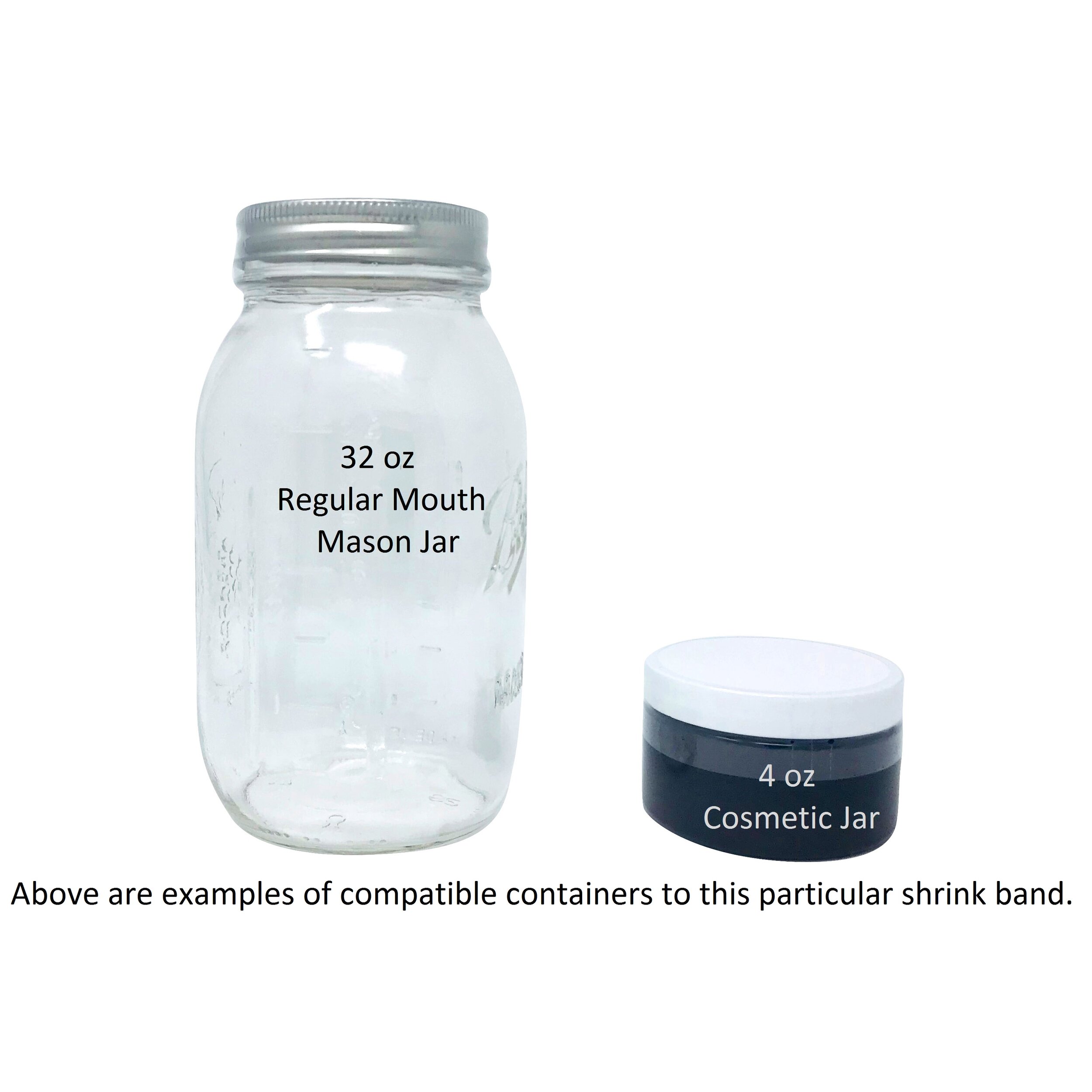 - Bundle of 250 Plastic Jars Compatible Diameter Range: 3” – 3 1/4” 135 x 28 mm Clear Perforated Shrink Band for Mason Jars Metal Tins and More. 