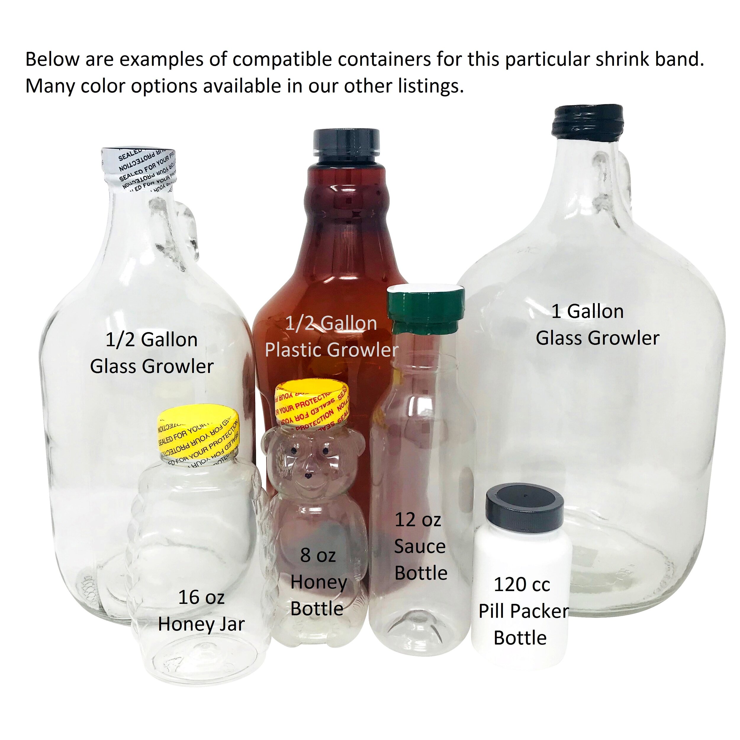Cylinder Bottles - Bundle of 250 Carafe Bottles and More. 55 x 28 mm Clear Perforated Shrink Band for Large Boston Rounds Compatible Diameter Range: 1” – 1 1/4” 