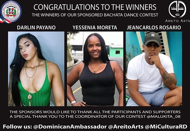 (Español) &iexcl;Saludos a todos!  Tenemos buenas noticias: &quot;El Malikitazo 2&quot; patrocinado por @areitoarts ha término anoche y los ganadores han sido anunciados.  Ayúdenos a felicitarlos:  Darlin Payano (solista), Yessenia Moreta (pareja)