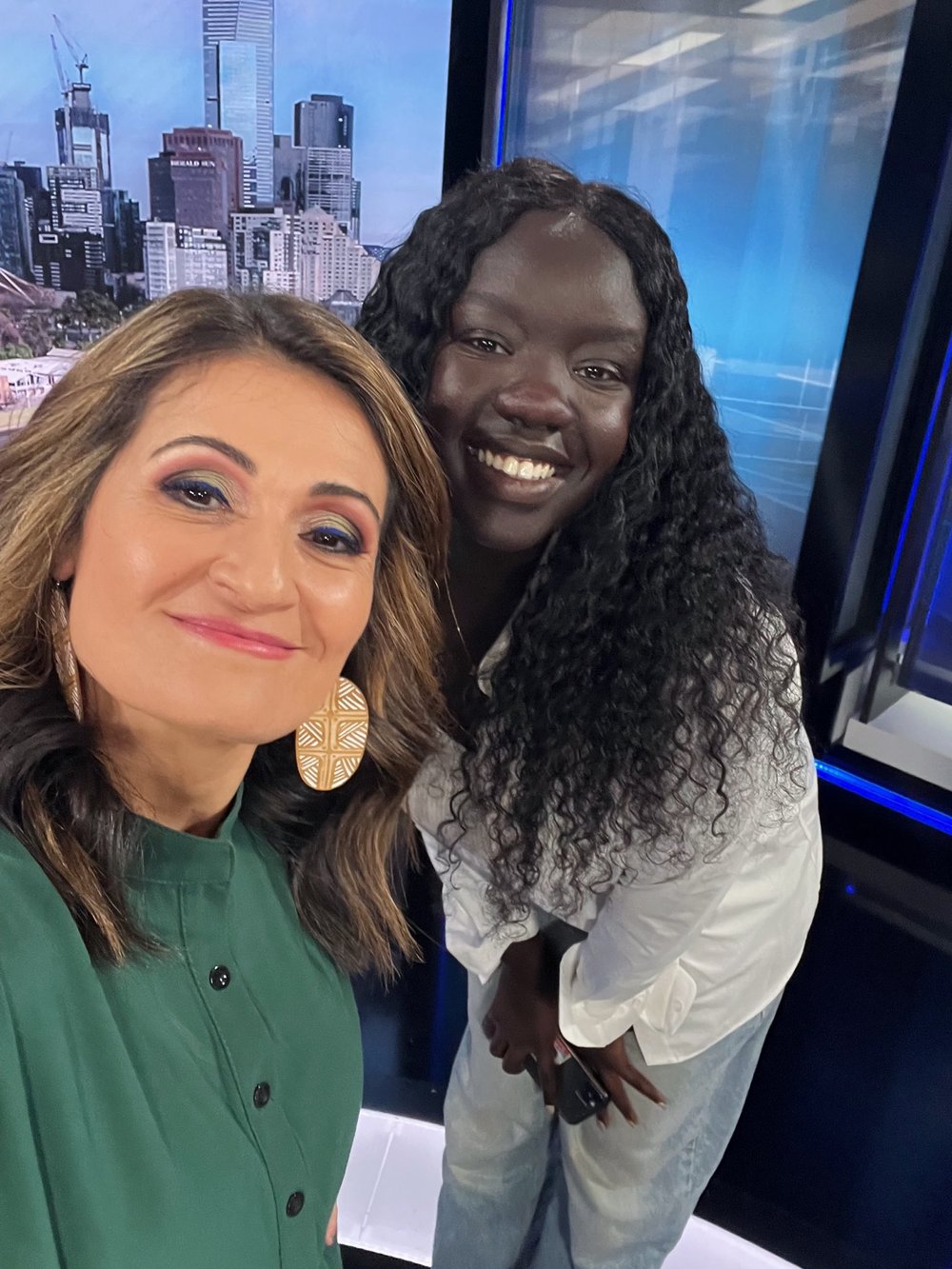  Achol (pictured right) with Patricia Karvelas (pictured left), Host of RN Breakfast 