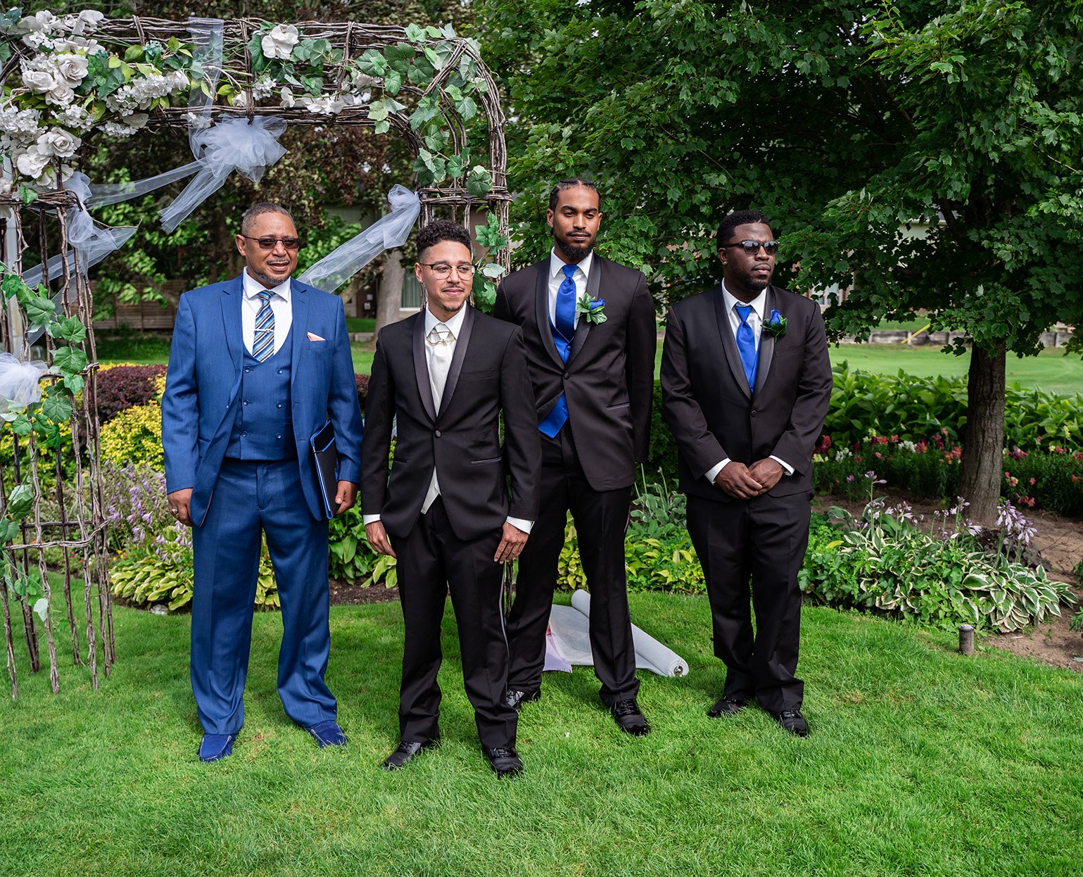 African American groom and best men photo