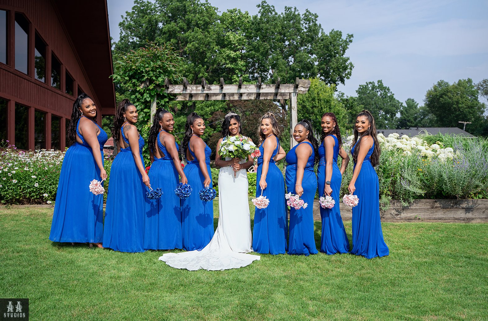  bride with 8 bridesmaids - Wedding portrait by AA Studios LLC 