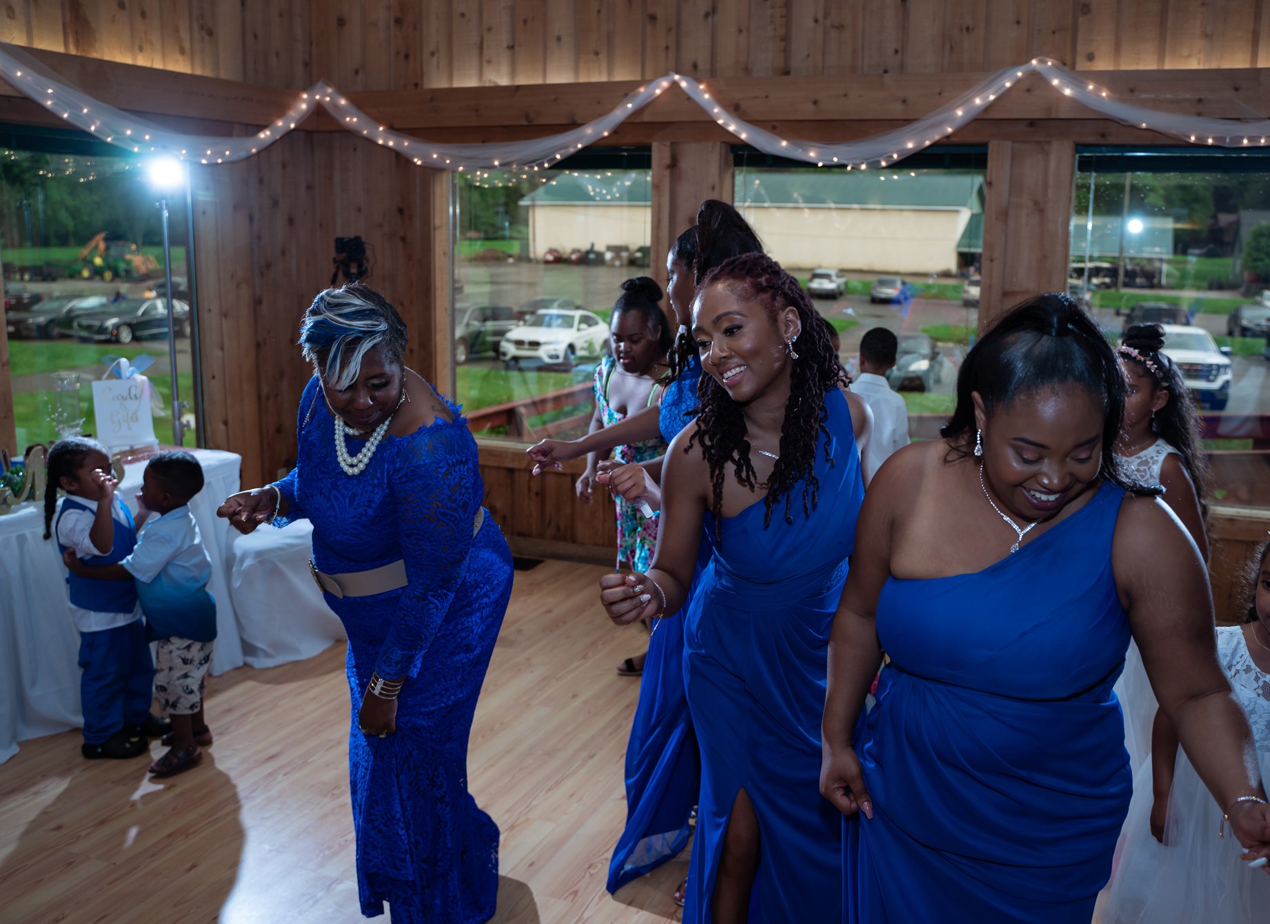 bridesmaids dance at the reception