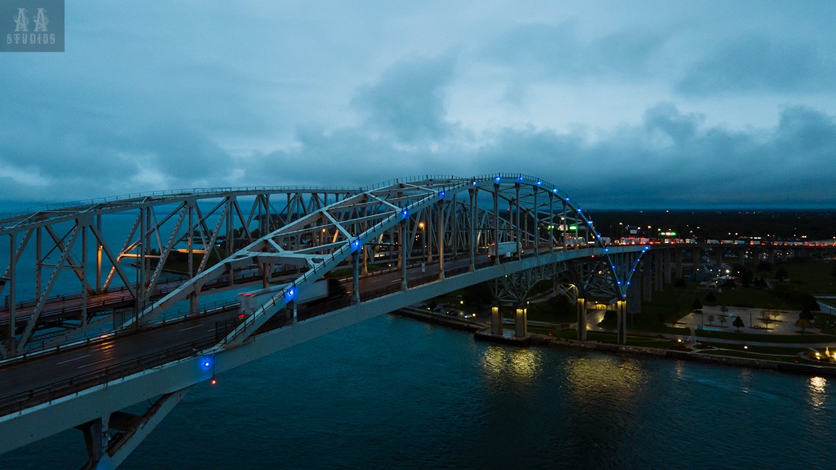 Drone photo in Port Huron MI - Blue Water Bridge