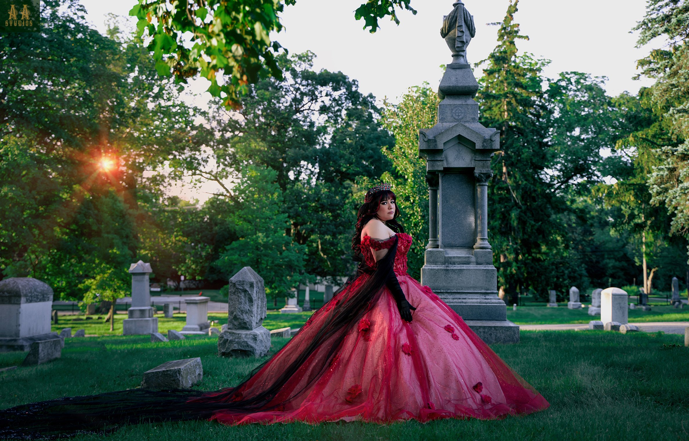 Spooky Cemetery Quinceanera Photo session in Michigan
