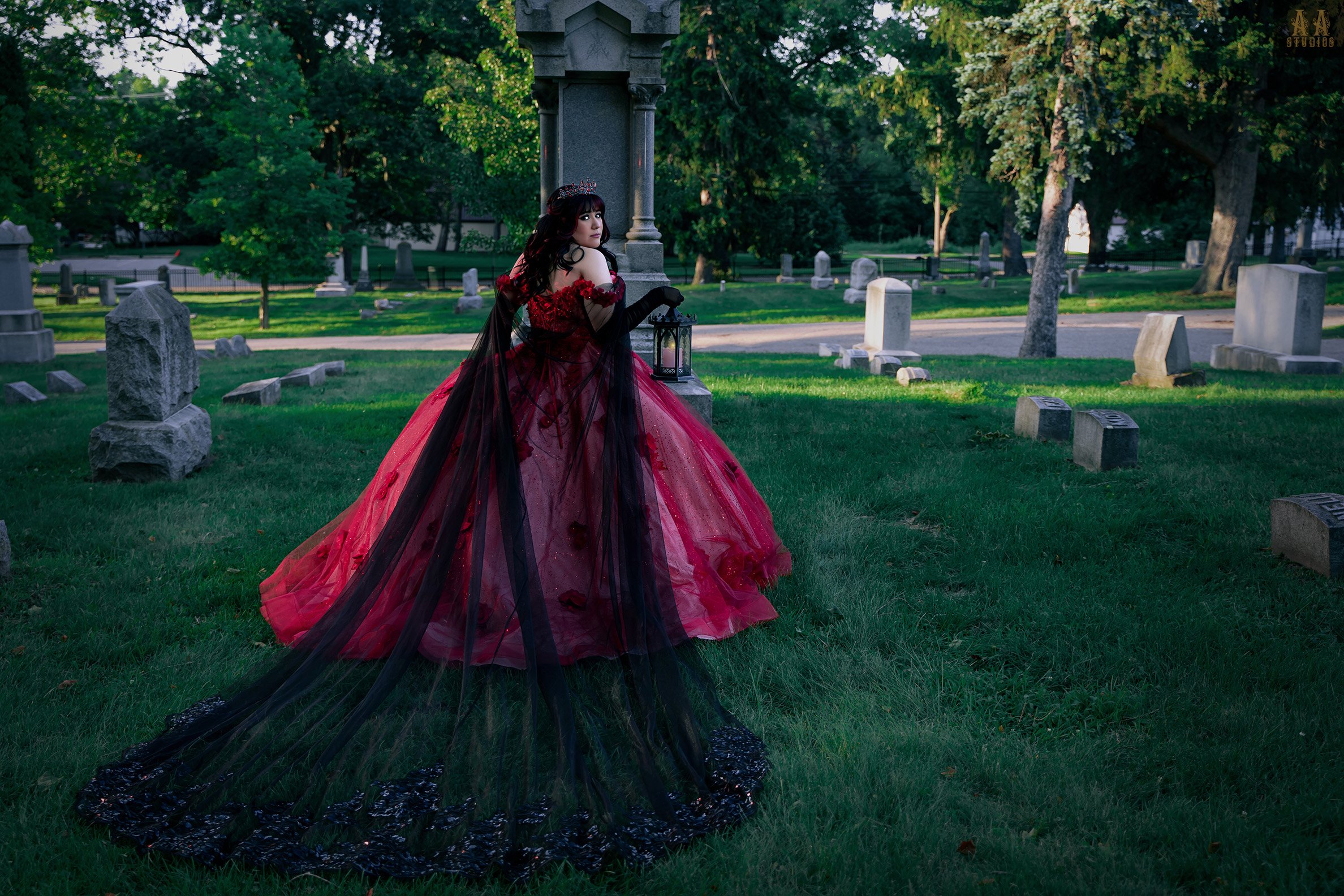 Spooky Cemetery Quinceanera Photo session in Michigan