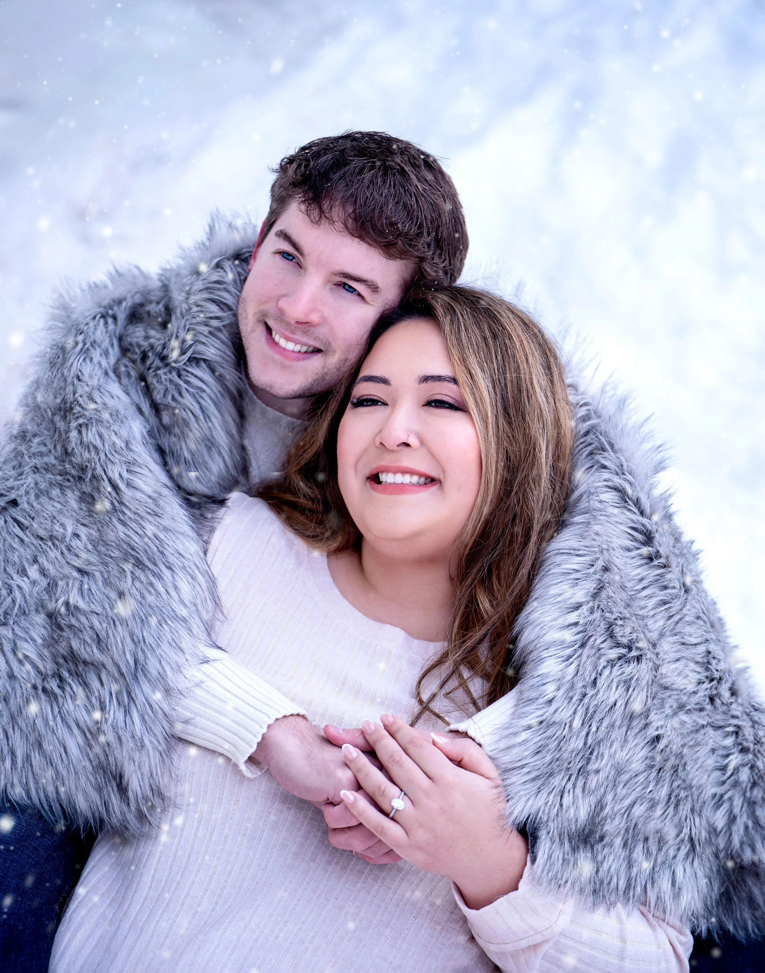 Winter engagement photos at Wequiock Falls in Green Bay, Wisconsin