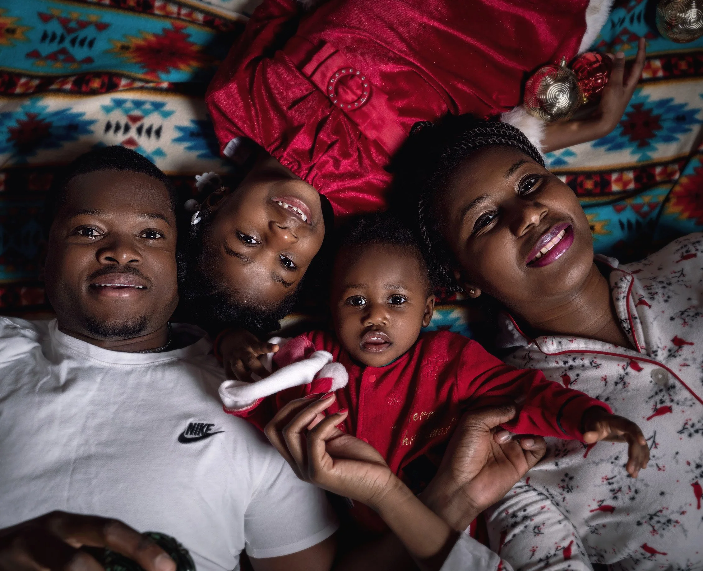 Christmas Family Photo session in pajamas in Detroit household