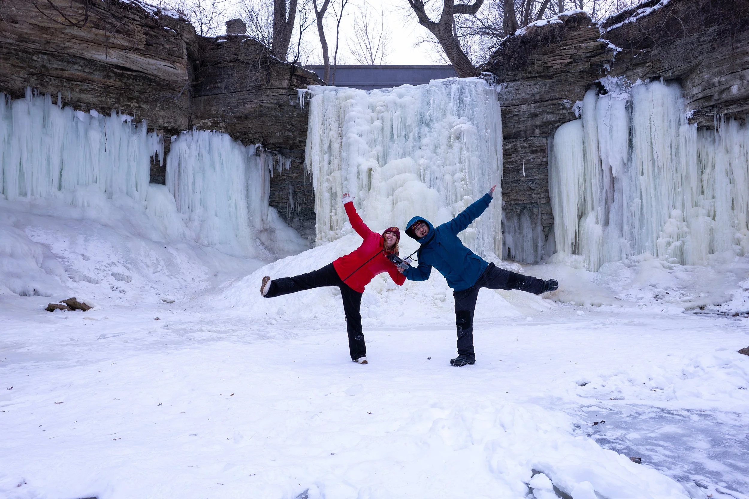 AA Studios - Destination Photo & Video team traveled to Wisconsin - Wequiock Falls in Green Bay for a frozen engagement session