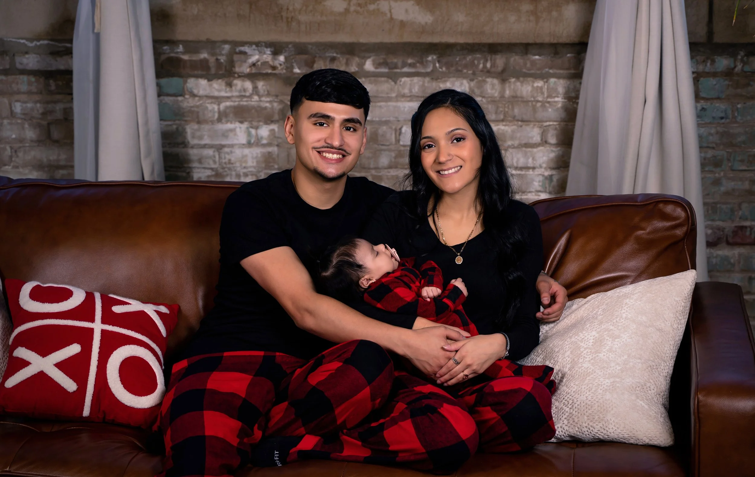 Lansing Christmas Family photos in matching pajamas