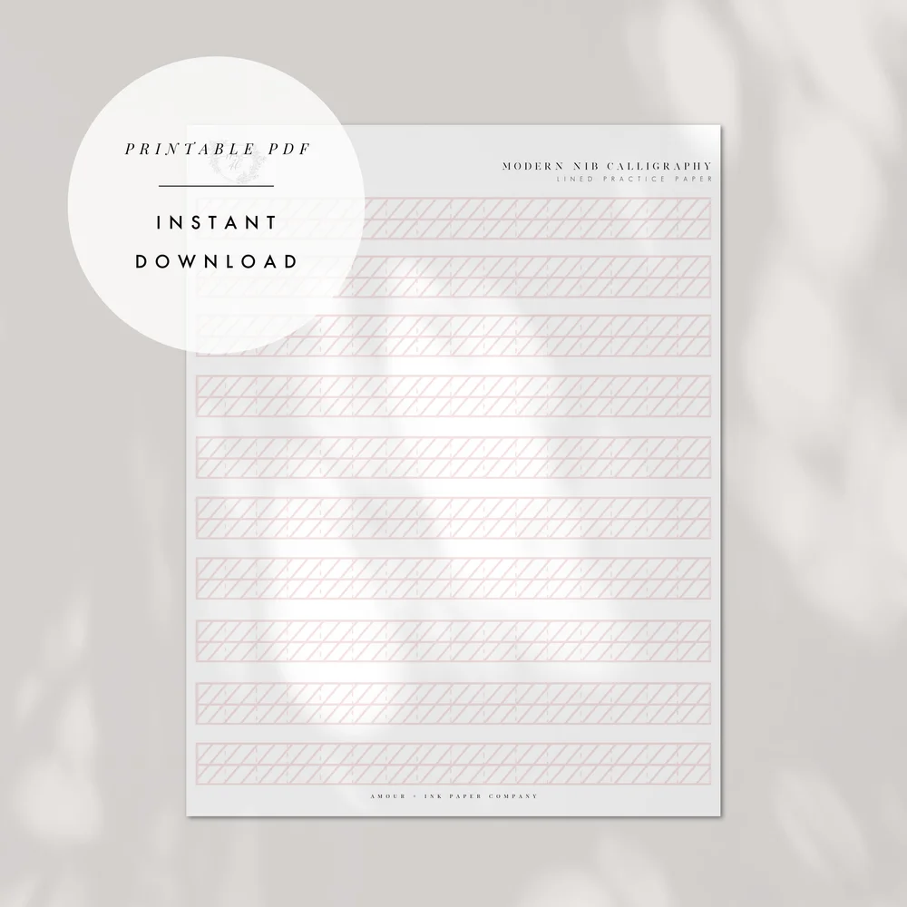 Blank Calligraphy Practice Guide (Printable PDF ) — Amour & Ink Paper  Company