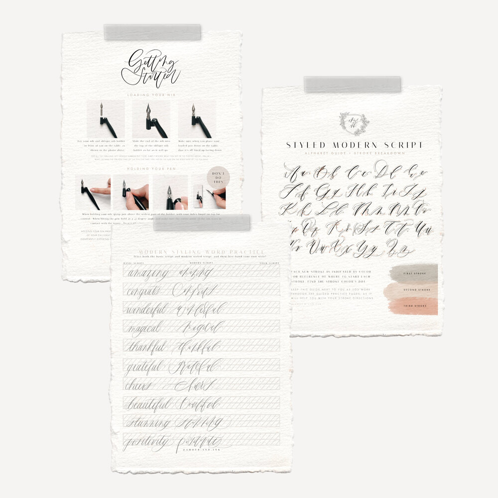 Intro to Modern Calligraphy Workbook (Printable PDF Version) — Amour & Ink  Paper Company