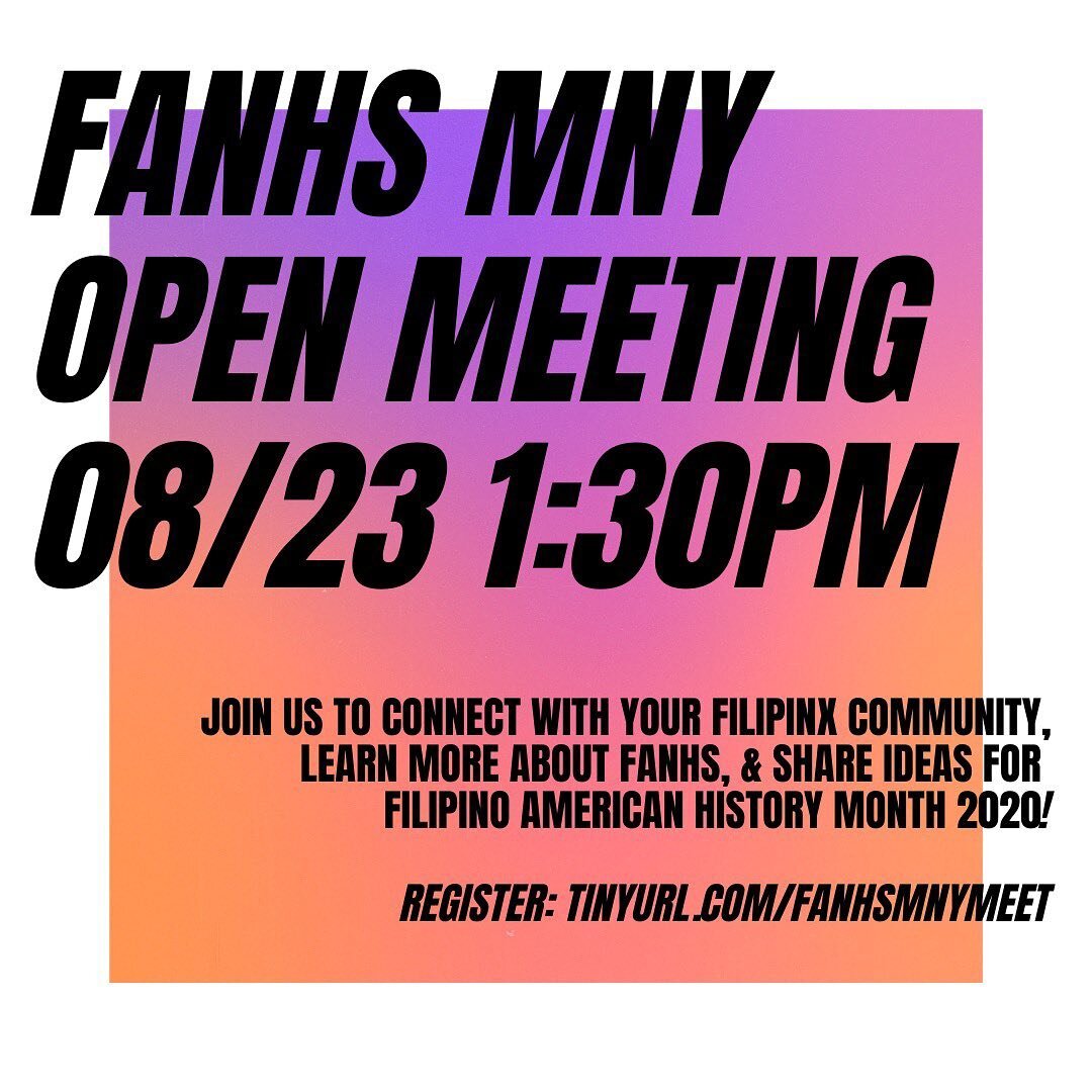 Don&rsquo;t forget to RSVP! 🔥 Join us this Sunday for a FANHS MNY Open General Meeting! We&rsquo;re excited to connect with our community and start brainstorming together for FAHM 2020. Come through to discuss ideas, learn more about FANHS, and lear