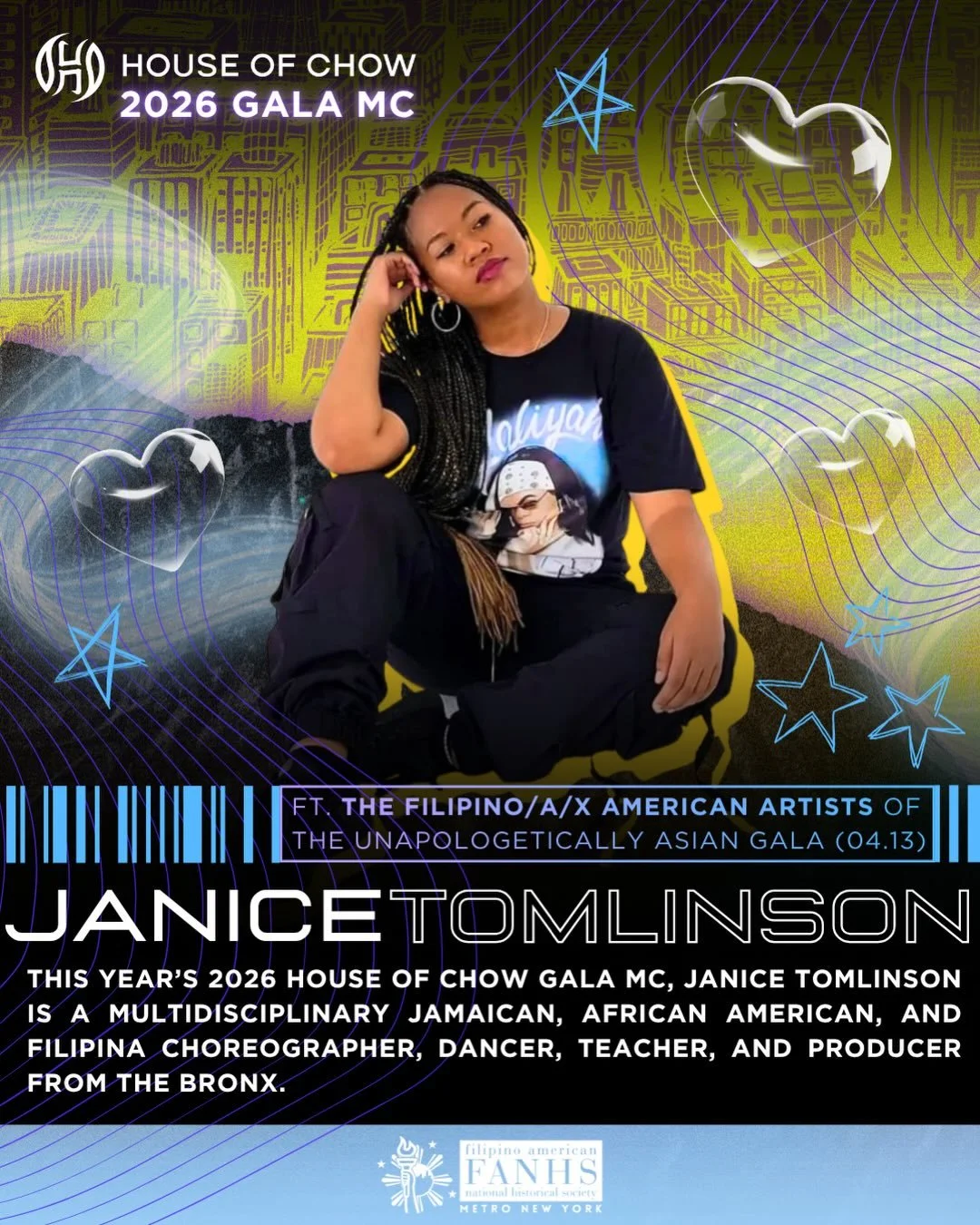 In collaboration with @House.of.Chow &rsquo;s Unapologetically Asian Gala on Monday, April 13th, we&rsquo;re honored to serve as a community partner, spotlighting and celebrating the gala's Filipino/a/x American artists and creatives! 🎉

Meet @janic