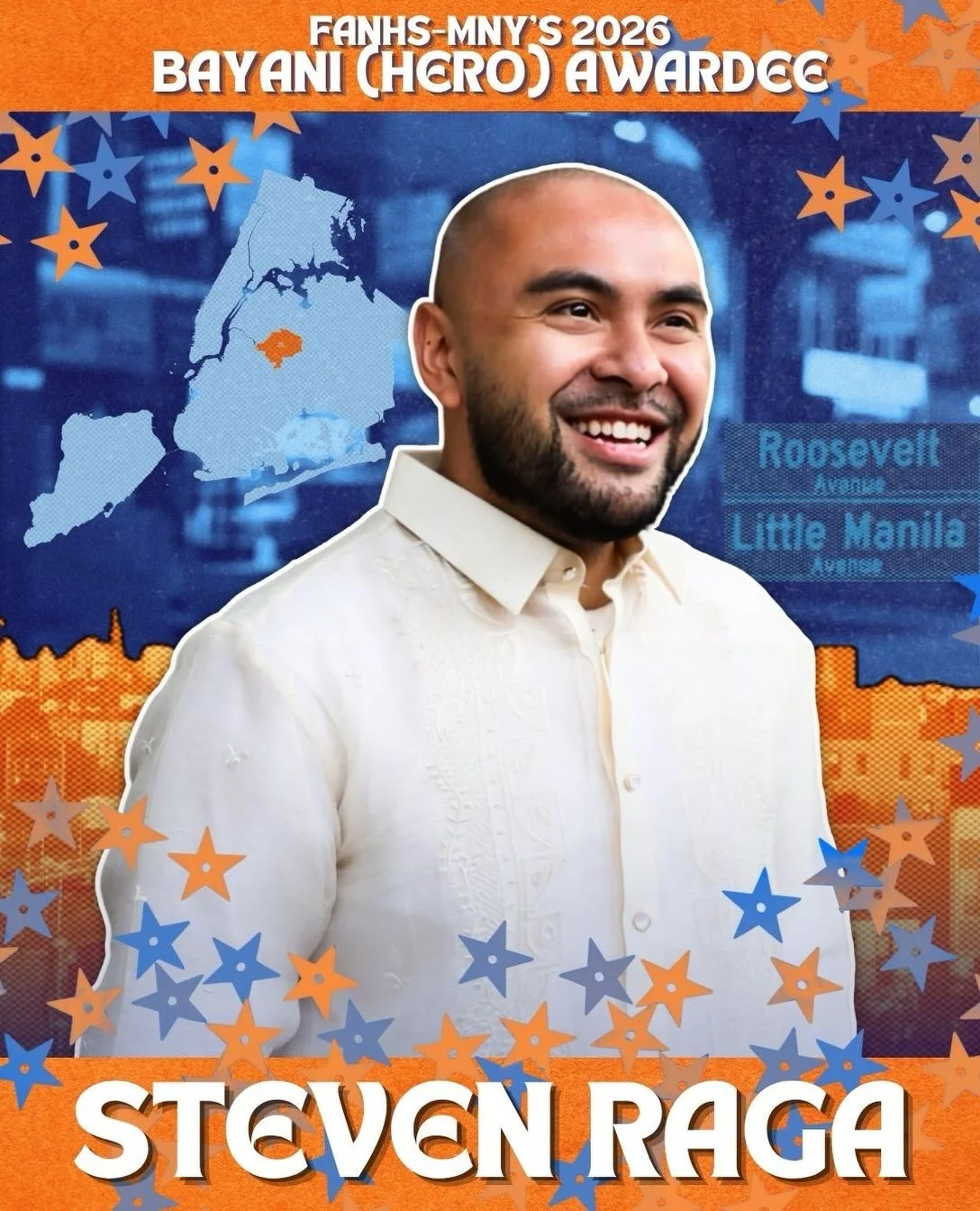 Congrats @stevenraga FANHS-MNY's 2026 Bayani (Hero) Award Recipient, recognizing a heroic act of service to our community! 🏆🇵🇭🗽

Steven proudly serves as Assemblymember for District 30, representing Woodside, Elmhurst, East Elmhurst, Maspeth, and