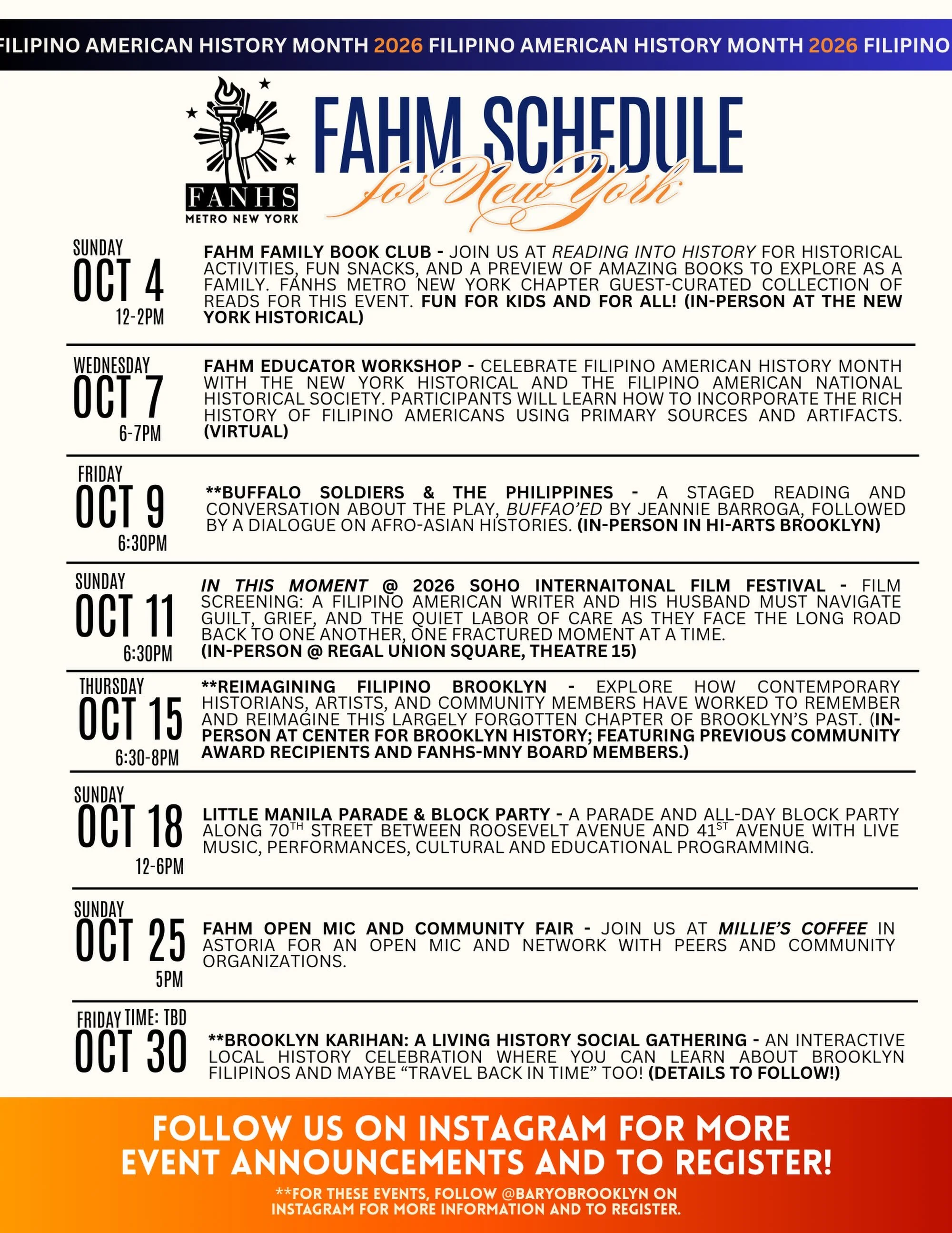 Join us this October for our 2026 FAHM Events! See you there! Become a member today to support our work :) 🎉