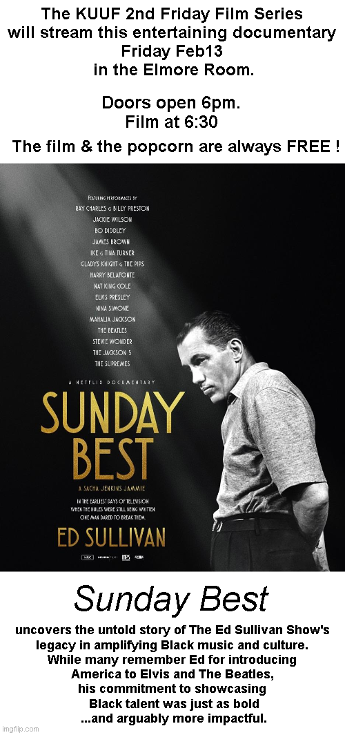 2nd Friday Film Series: Friday, February 13 at 6:30 pm