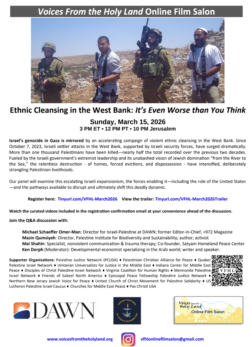 Film Salon after the service: Voices from the Holy Land 