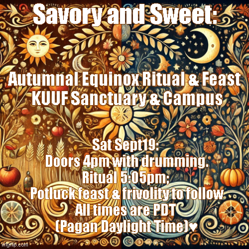Autumnal Equinox Ritual &amp; Feast: Saturday, September 19, 4:00 to 7:00 pm