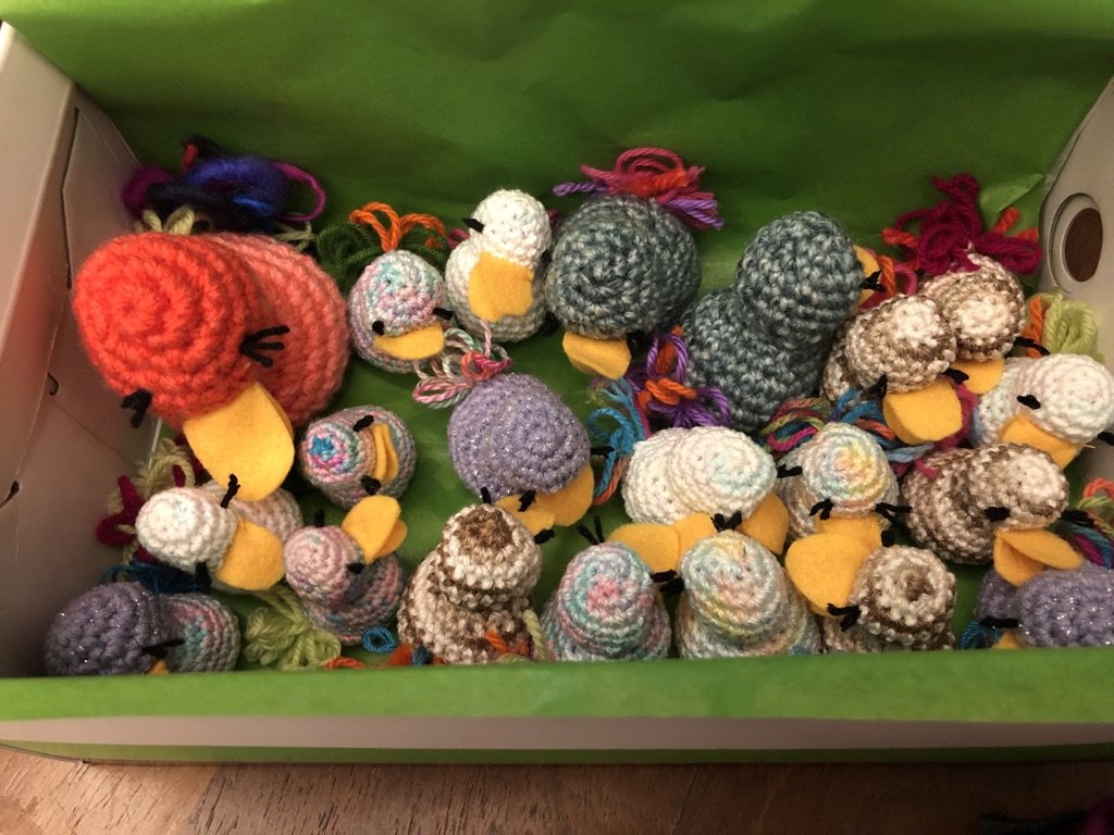  One of the many things I’ve crocheted for cast and crew – this was for  Eat Duck , a production by Checkpoint Theatre. I have to say, I hate stuffing… 