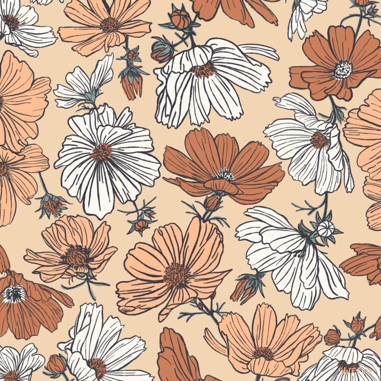 Summertime floral - I draw this pretty floral last year and built a collection around it called &ldquo;Pretty little Things&rdquo;. The process of building a collection can take along time &amp; this collection felt like it had its ups and downs. 
I 