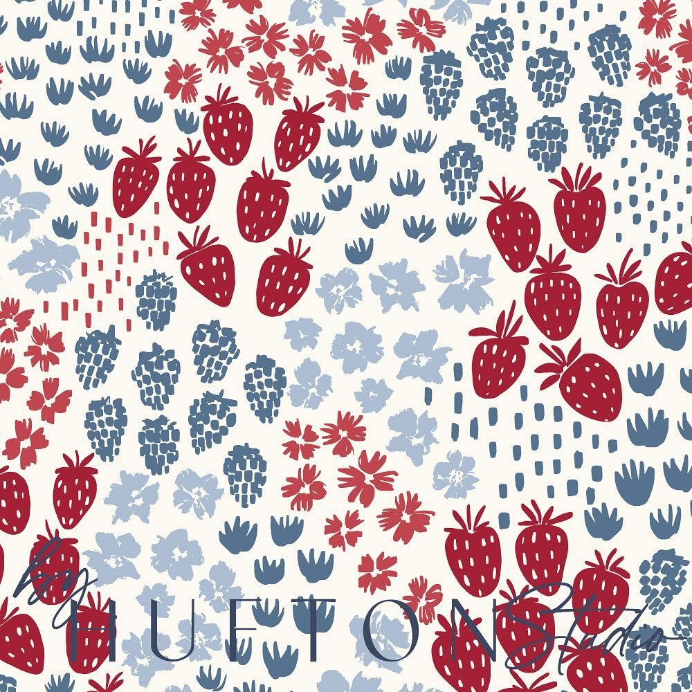 Berry Meadow!! With a 4th of July twist part of my Liberty Summer collection 🍓🫐🍒

#4thofjuly #berry #fruitpattern #fruitdesign #fourthofjulycollection #4thofjulycollection #spoonflower #spoonflowerfabric 
 #Girlsmakingmagic  #surfacepatterndesign 