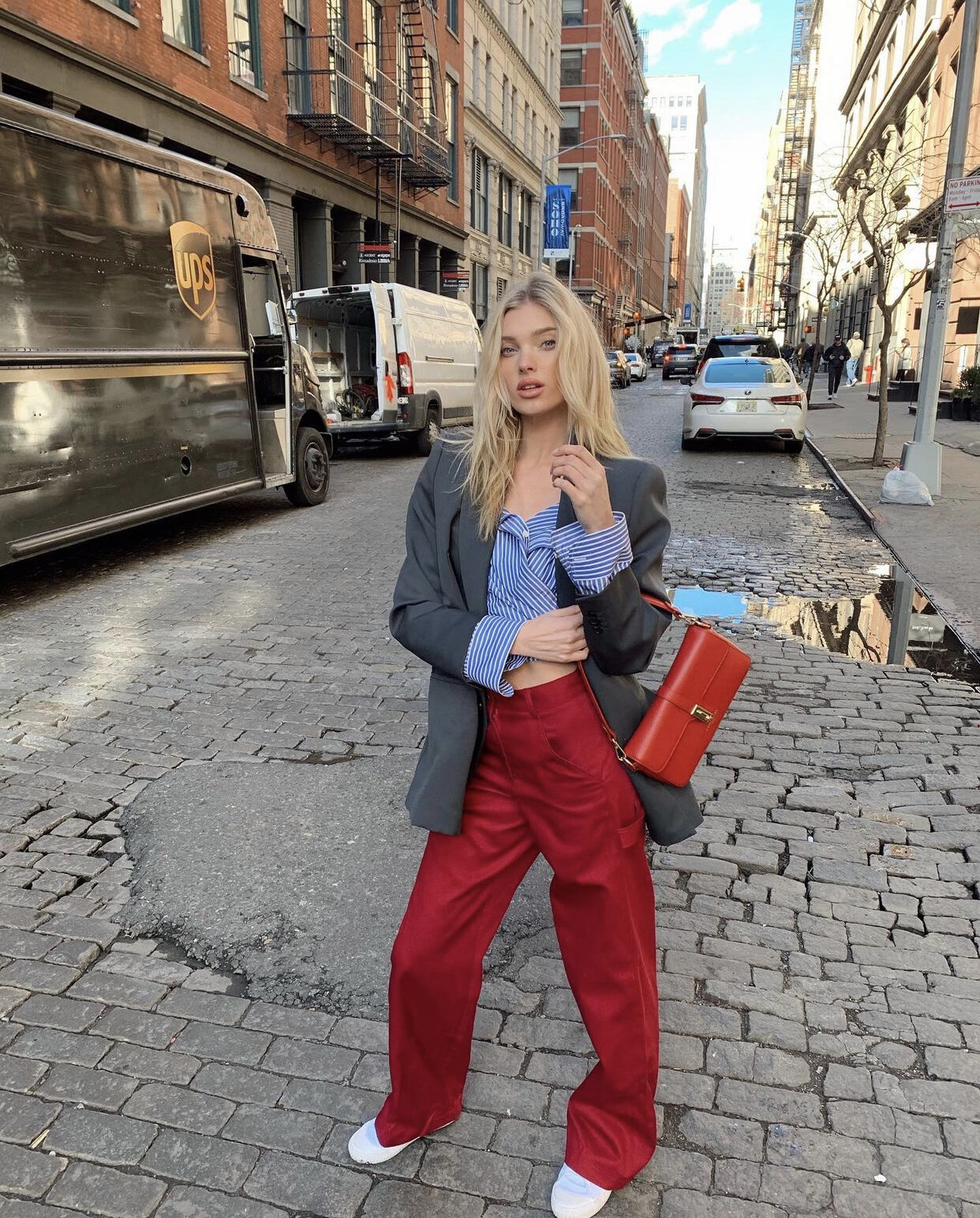Elsa Hosk's Green Blouse and Gucci Belt Bag Look for Less
