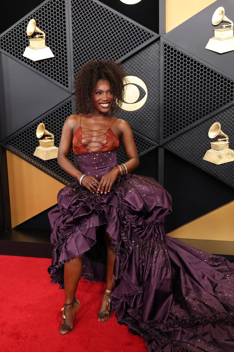 doechii in a purple dress at the Grammys