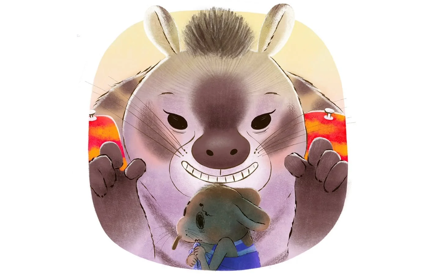 Je ne suis jamais fan des m&eacute;chants, mais j'adore la civette africaine dans 'Le plongeon' ❤️.

@armellemodere @fleurine.bnt @mangoeditions
#illustration #kidlitart #civet