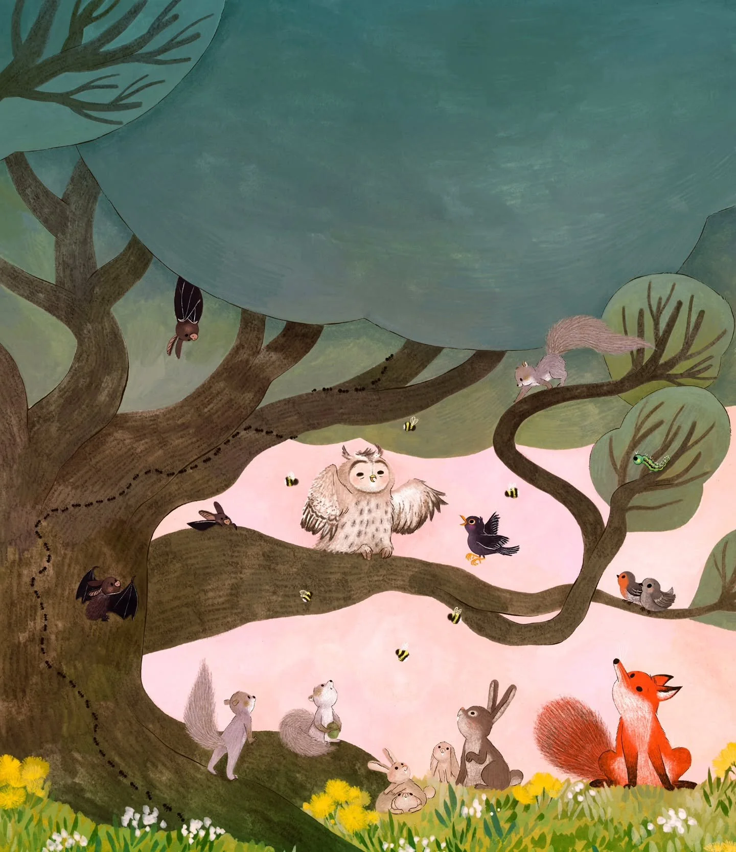 An early cover for 'The great oak tree'. As we progressed in the making of the book, it felt like it didn't quite work with the inside spreads.

 'The great oak tree' was written by @zoearmstrongwrites and published by @flyingeyebooks. I worked under