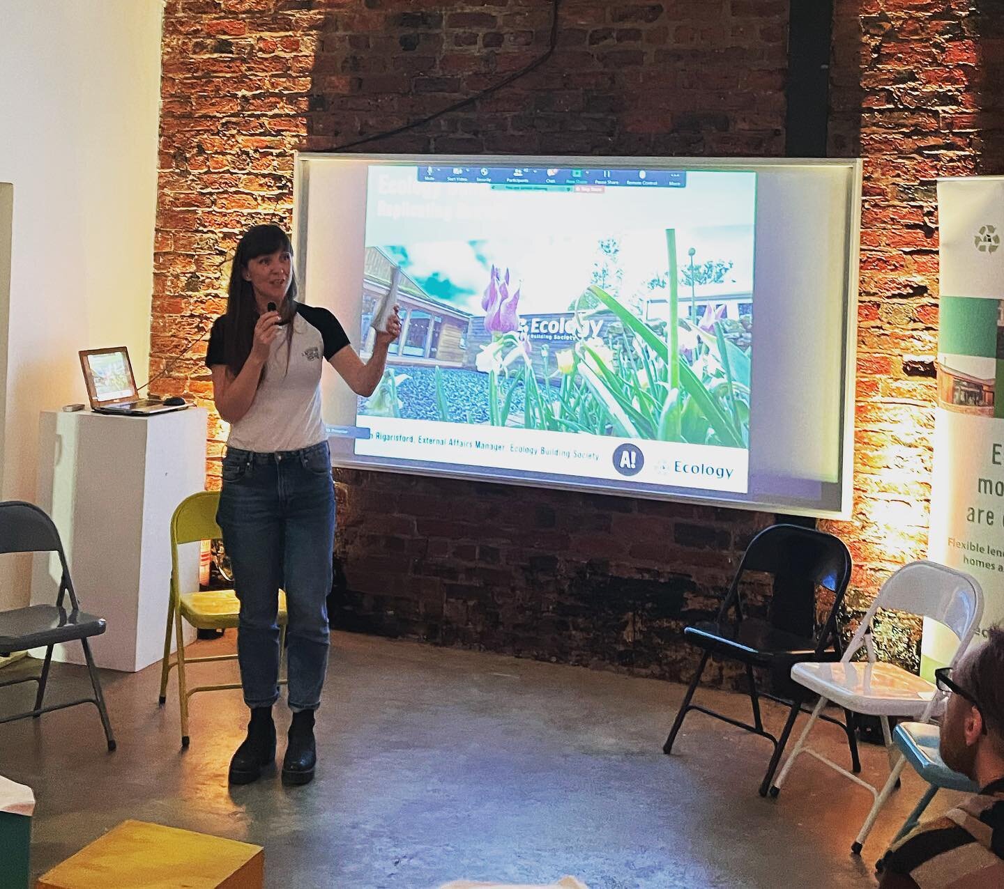 Our very own, extremely brilliant Sara Edmonds wearing her @architectscan  hat and introducing the panel at her Relicating Retrofit event. Stokey Energy joined a panel of new community energy groups, learning from the experience and wisdom of @people