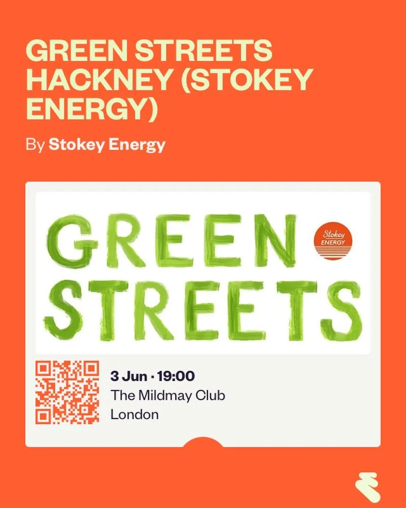 Come and meet Stokey Energy @themildmayclub and find out about Green Streets community energy. Link in bio. 
#solarenergy 
#sustainablehackney