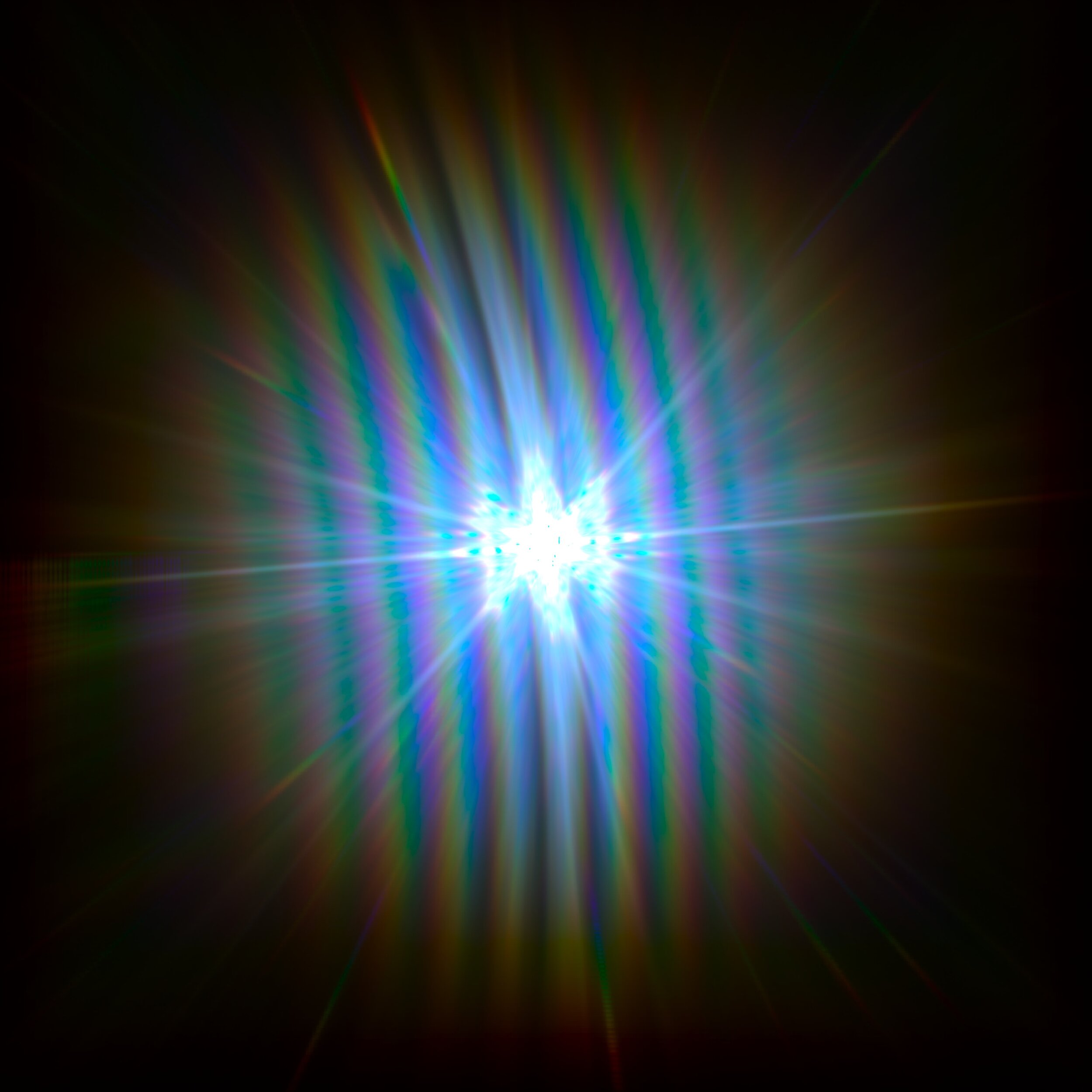 Diffraction pattern rendered under a cool white LED spectrum