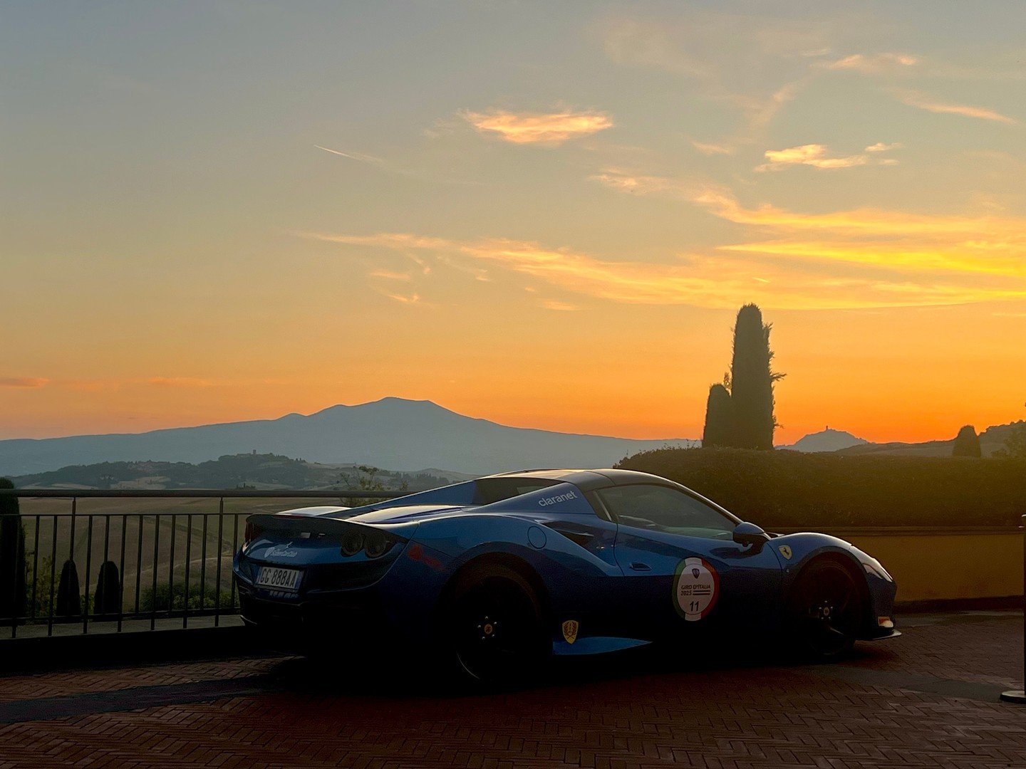 The stunning Ferrari F8 Spyder watching the sunset over Tuscany 🌅⁠
⁠
⁠
#supercarclub #supercardrivingevent #travel #supercaradventure  #roadtours #thesupercarclub #supercarevents #ferrari #ferrarif8
