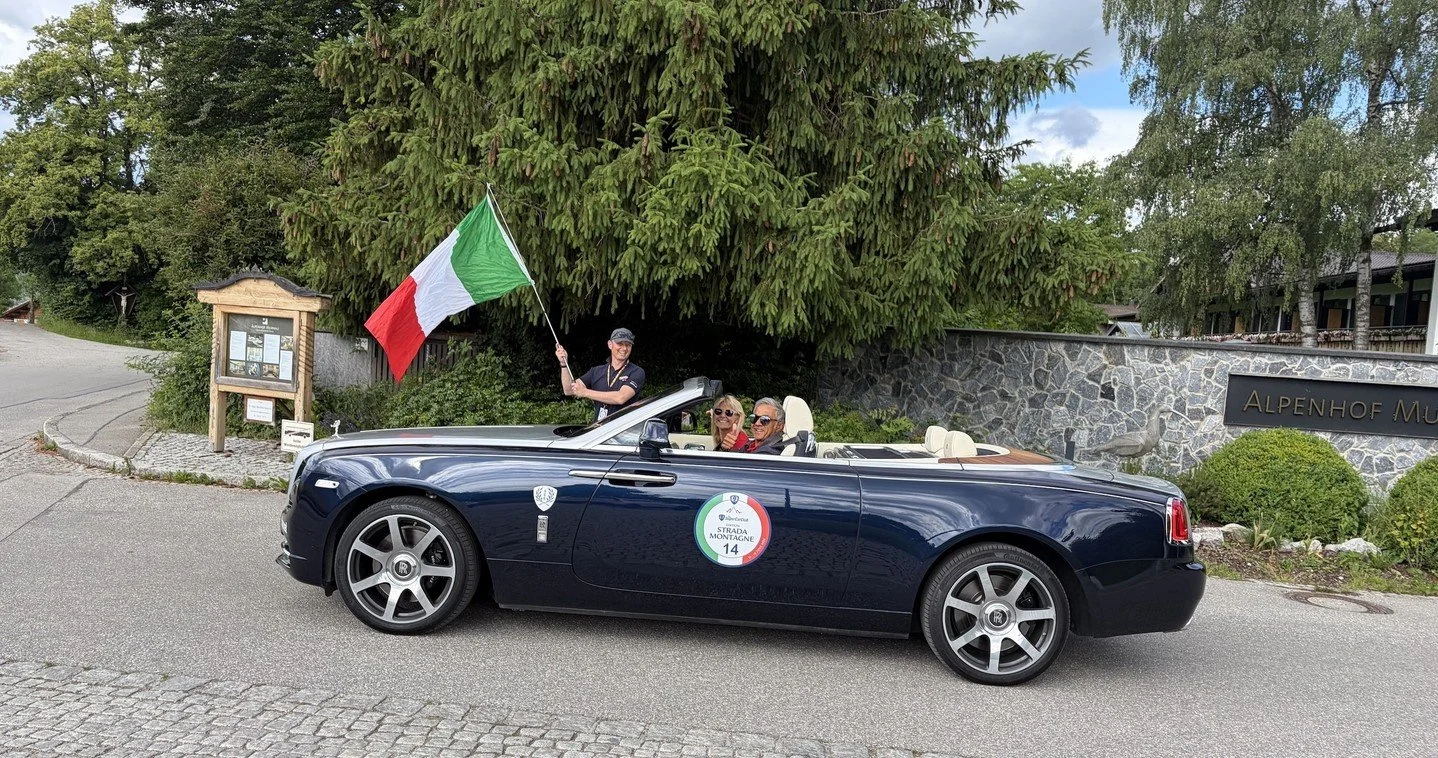 Rolls Royce Dawn Cabriolet crossing the start line on the 2026 Edition Strada Montagne 🏔️⁠
⁠