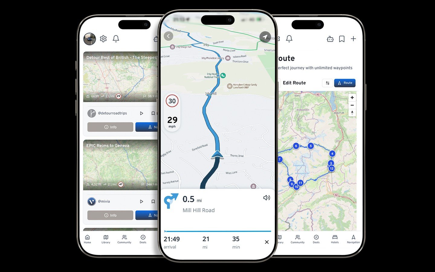 Detour road trips are now available in the new @getmivia app.⁠
⁠
That means accurate turn-by-turn navigation for each journey direct from your Apple or Android phone. The MIVIA app is completely free to download and use, and Detour&rsquo;s first rout