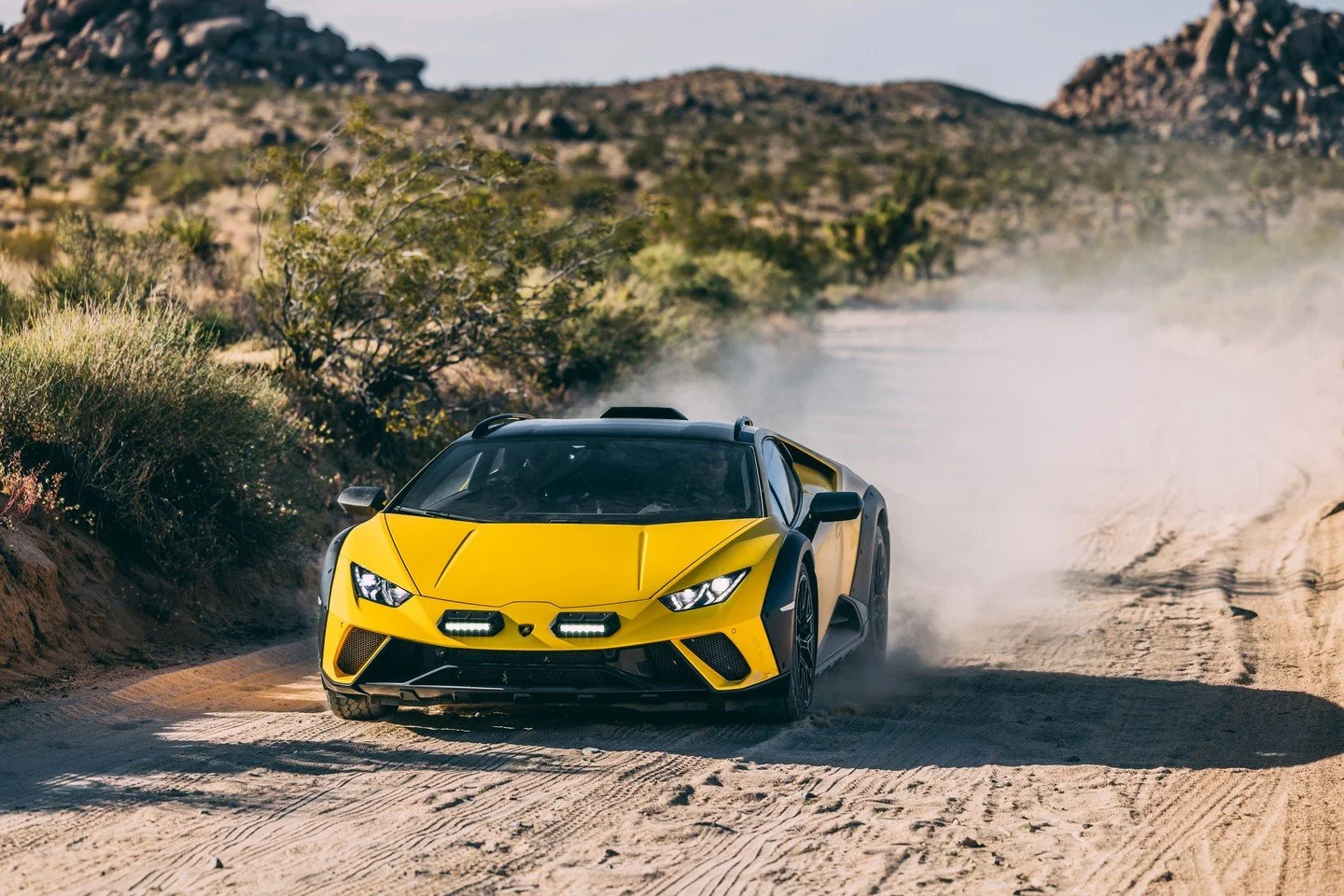 #throwbackthursday to the time @benbarrycars took a @lamborghini Hurac&aacute;n Sterrato to Joshua Tree and channelled his inner Bono.⁠
⁠
"With Or Without You is cranked up, and the stripped-back melodies chime with the stark beauty of this dese
