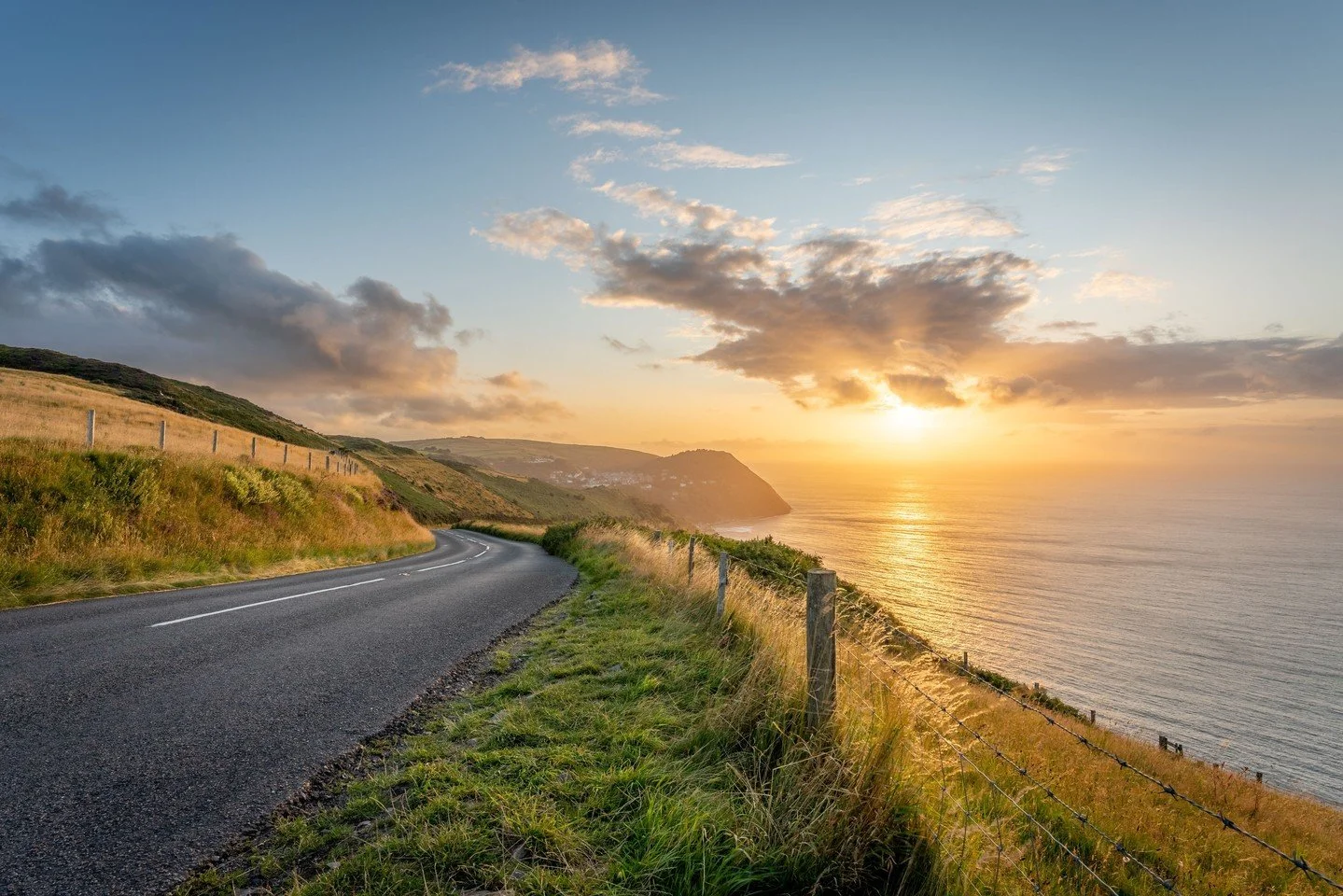 Sundown on a #sundaydrive on the South West 660.⁠
⁠
Hit the crest of Countisbury Hill, heading west into the sunset. You&rsquo;re on the A39, sweeping on big wide bends across the top of the cliffs where Exmoor meets the sea. You&rsquo;re hopefully a