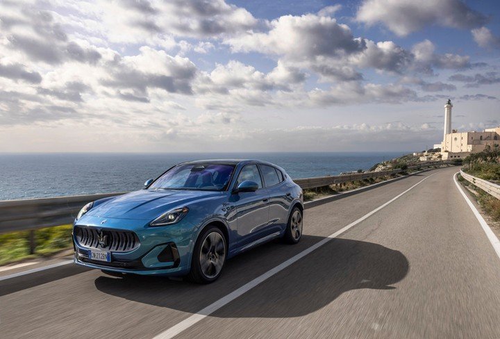 #maseratimonday ⁠
⁠
Driving foot down to the Heel of Italy in a Maserati Grecale.⁠
⁠
Picking up the coast road at Torre Vardo, it&rsquo;s a slow ride, but a breathtaking one, running parallel with the water, waves crashing ashore and spraying the roa