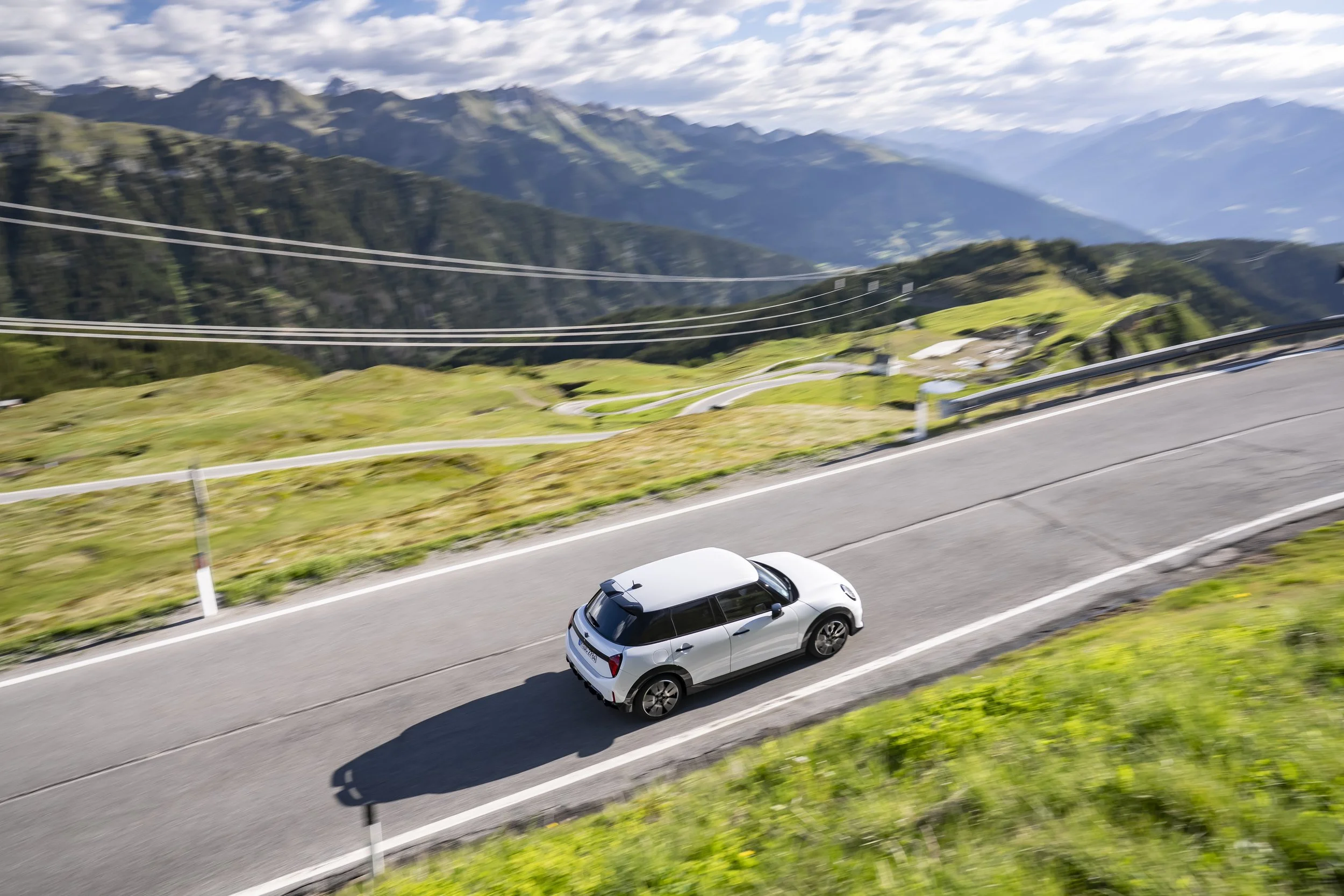 Mini Cooper on Jaufen Pass