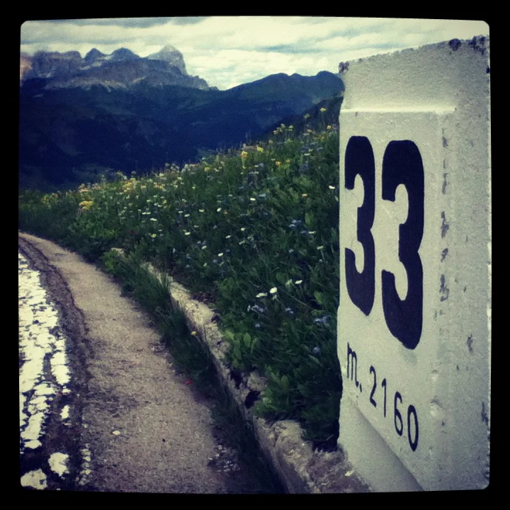 33+ switchbacks en route to Passo Pordoi
