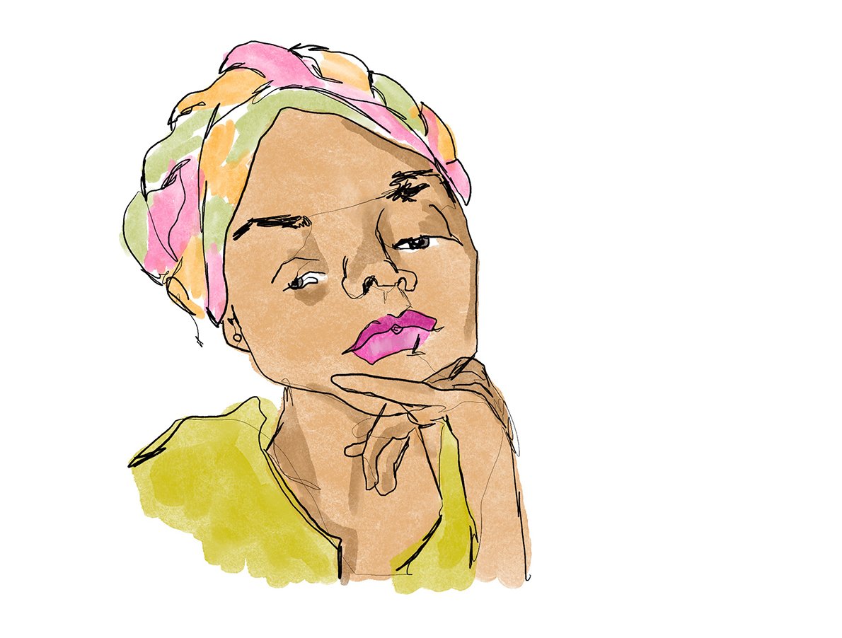 Blind contour portrait of Justina Blakeney