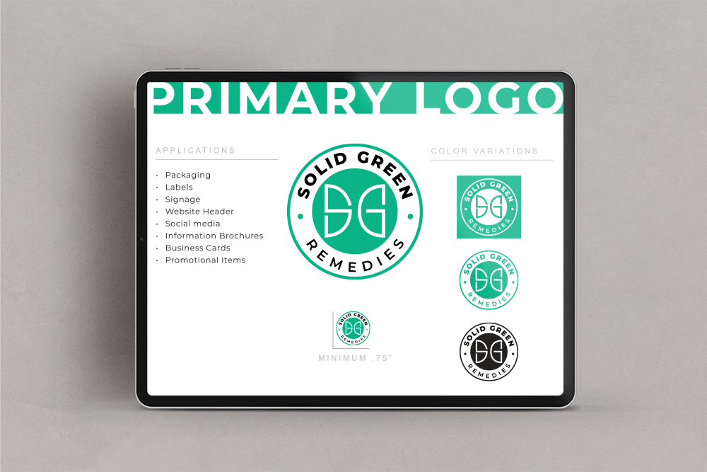 Solid Green Remedies Brand Book Primary Logo Page