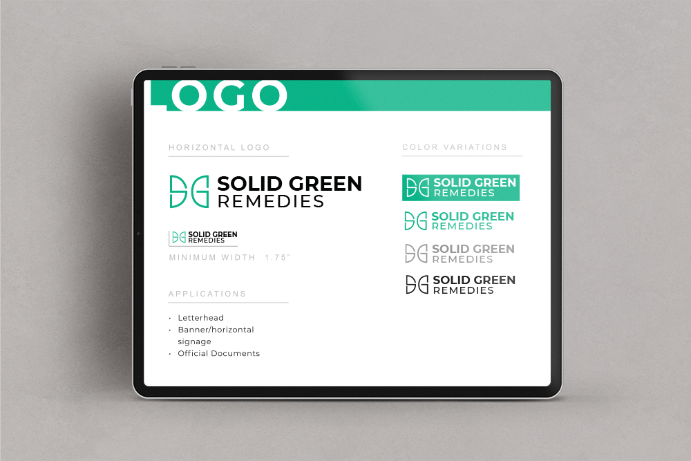 Solid Green Remedies Brand Book Secondary Logo Page